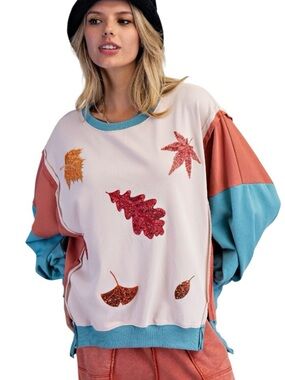 159:  EASEL NWT SWEATSHIRT SAND BLUE (C)